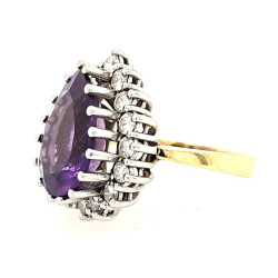 Pre Owned 18ct Amethyst and Diamond Cluster Ring ZT62